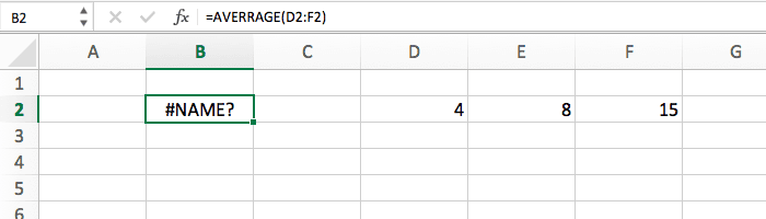 a #name? cryptic error message in an excel cell