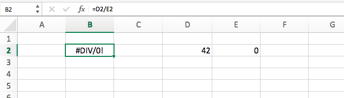 a #div/0! cryptic error message in an excel cell