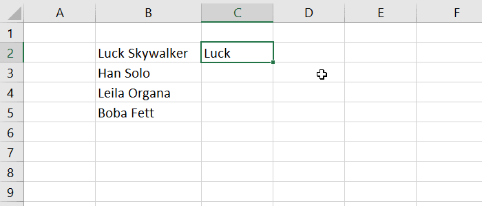 extract simple patterns from data by using flash fill of the fill handle in excel