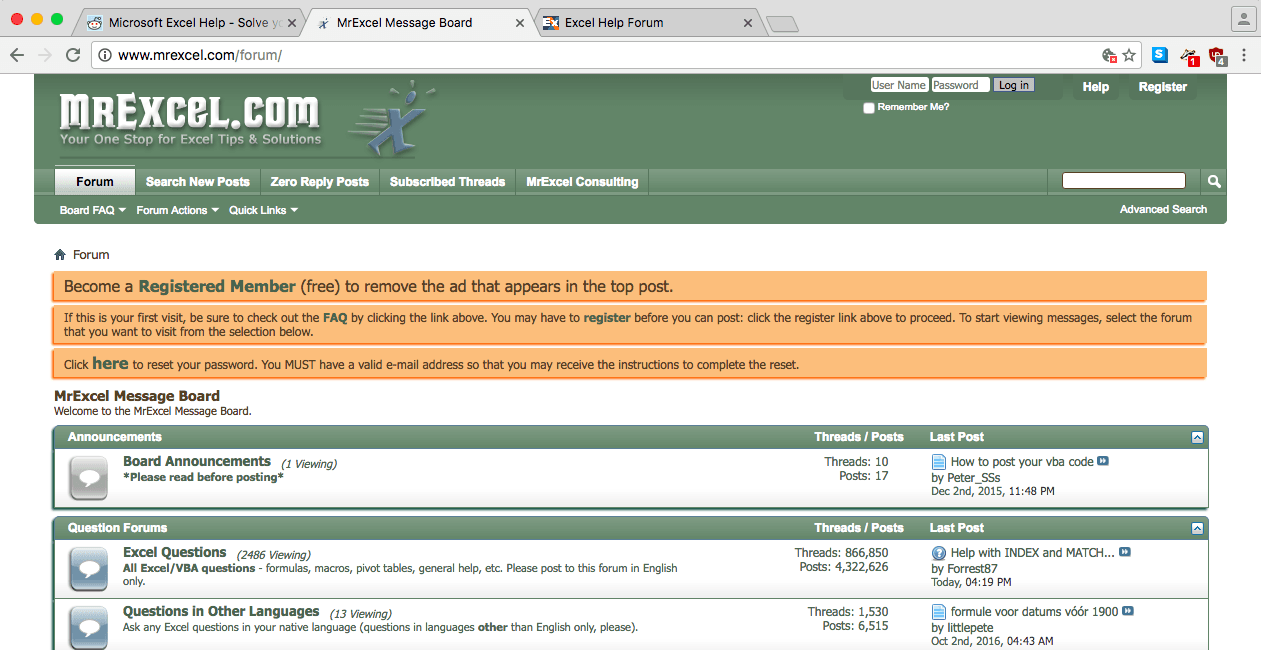 Mr excel forum is an active community about excel