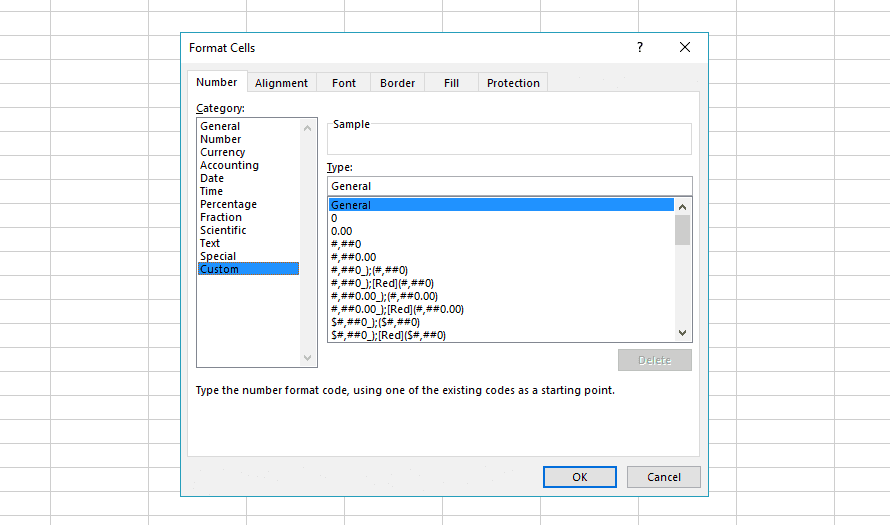 custom cells number format in excel