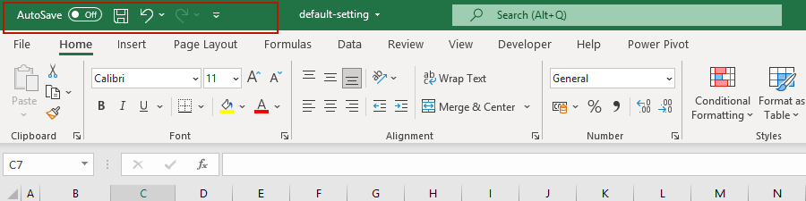 quick access toolbar in excel