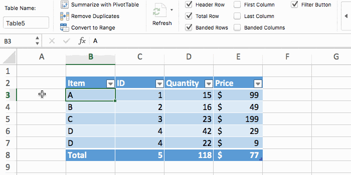 remove duplicate in an excel table